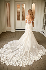 LE1103 Ivory Lace And Tulle Over Ivory Gown With Ivory Tu back