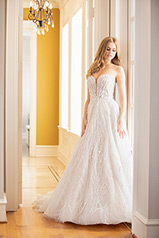 LE1105 Ivory Lace And Tulle Over Ivory Gown With Ivory Tu front