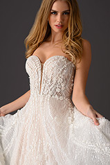 LE1105 Ivory Lace And Tulle Over Ivory Gown With Ivory Tu detail