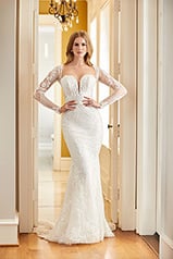 LE1107 Ivory Lace And Tulle Over Ivory Stretch Organza Wi front
