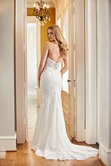 LE1107 Ivory Lace And Tulle Over Ivory Stretch Organza Wi back