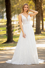 LE1109 Ivory Gown With Ivory Tulle Plungenivory Gown With front