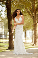 LE1110 Ivory Gown With Ivory Tulle Plungenivory Gown With front
