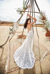 Loren Ivory Lace Over Ivory Gown With Ivory Tulle Plunge back