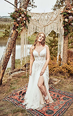 Marly Ivory Lace And French Tulle Over Ivory Gown With I front