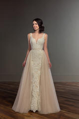 946 Ivory Lace Over Honey Gown With Java Tulle Illusio front