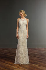 947 Ivory Lace Over Honey Gown With Porcelain Tulle Il front
