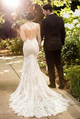 948 Ivory Silver Lace Over Honey Gown With Ivory Tulle back