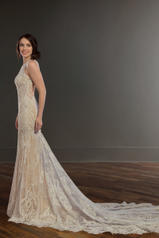 948 Ivory Silver Lace Over Honey Gown With Ivory Tulle front