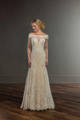 958 Ivory Lace Over Honey Gown With Ivory Tulle Illusi front