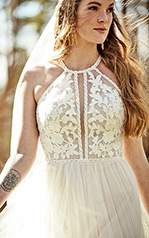 Nova Ivory Lace And French Tulle Over Ivory Gown detail