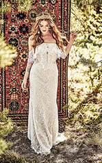 Piper Ivory Lace Over Hazelnut Gown front