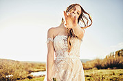 Raven Ivory Lace And Tulle Over Hazelnut Gown detail
