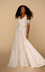 Reece Ivory Lace Over Ivory Georgette With Ivory Tulle I front