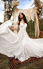 Reece Ivory Lace Over Ivory Georgette With Ivory Tulle I front