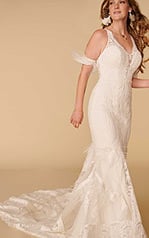 Rowen Ivory Lace Over Ivory Gown front