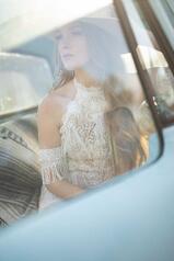Ryan Ivory Lace Over Hazelnut Imperial Crepe detail