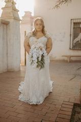 7292 Ivory Silver Lace And Ivory Tulle Over Almond Gown front