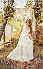 Skye Ivory Lace And Crepe Chiffon Over Ivory Gown With  front