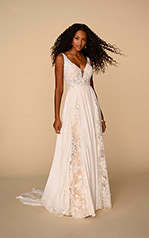 Skye Ivory Lace And Crepe Chiffon Over Ivory Gown With  front