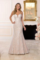 6585 Ivory Lace And Tulle Over Almond Gown With Ivory T front