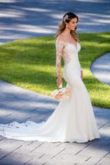6607 Ivory Silver Lace On Ivory Crepe With Porcelain Tu front