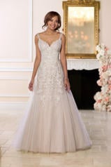 6612-CL Ivory Lace And Tulle Over Moscato Gown White Lace  front