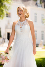 6642 White Lace And French Tulle Over White Gown With W detail