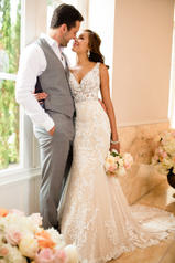 6643-CL Ivory Lace And Tulle Over Champagne Gown With Java front
