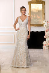 6643-CL Ivory Lace And Tulle Over Champagne Gown With Java front