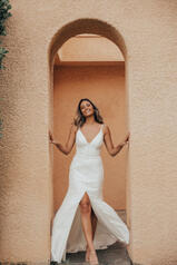 Tatum (iv-iv) Ivory Gown With Ivory Tulle Side Plunge front