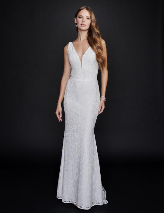 Nina Cannacci - Lace Gown Open Back-Sheer Sides