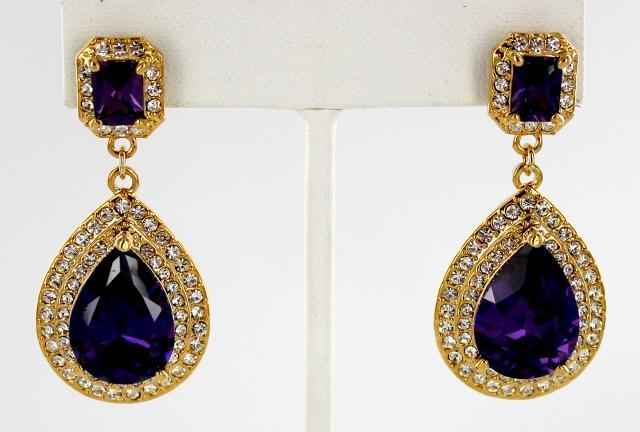 Helens Heart Earrings JE-E010008-G-Purple