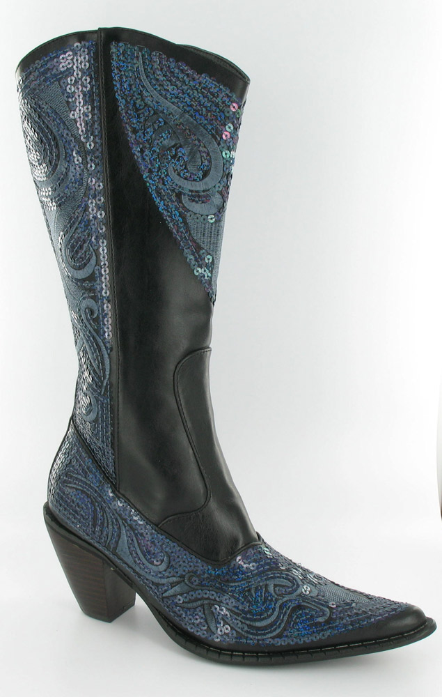 Helen's Heart Boots with Bling LB-0290-10_Black_and_Blue