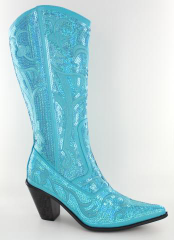 Helen's Heart Boots with Bling LB-0290-12_Turquoise