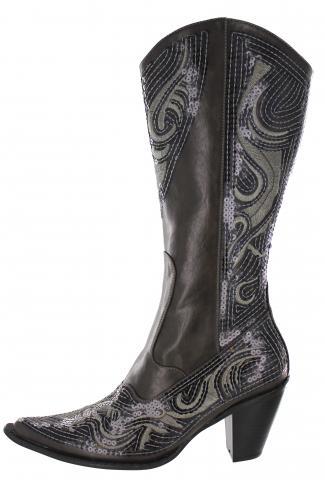 Helen's Heart Boots with Bling LB-0290-10-Pewter