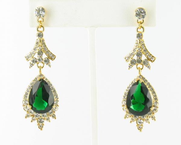 Helen's Heart Earrings JE-E09534-G-Emerald