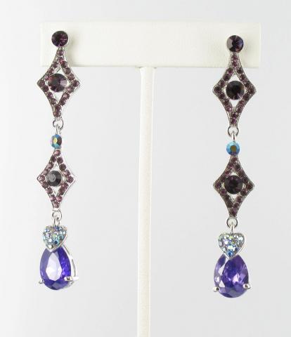 Helen's Heart Earrings JE-X003395-Silver-Purple