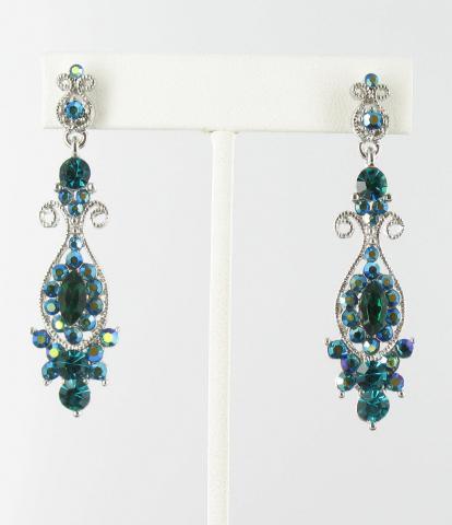 Helen's Heart Earrings JE-X004490-Silver-Emerald-Green