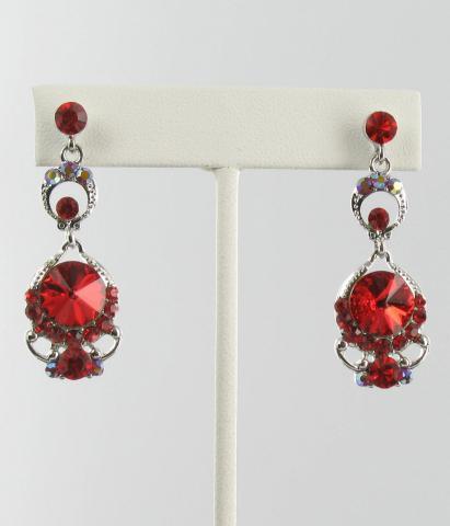 Helen's Heart Earrings JE-X005501-Silver-Red