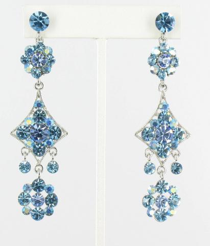 Helen's Heart Earrings JE-X006587-1392-Silver-Aqua-Blue