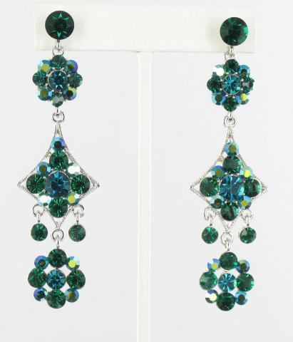 Helen's Heart Earrings JE-X006587-1392-Silver-Emerald-Green
