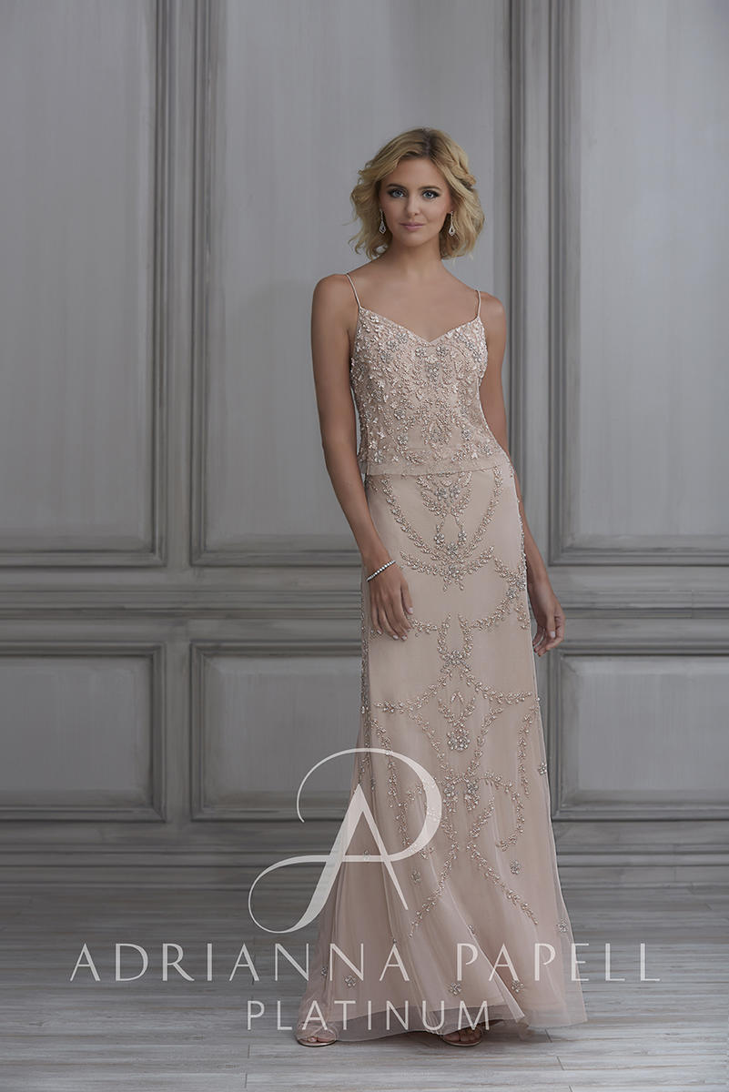 Adrianna Papell Platinum Bridesmaids 40349 Estelle's Dressy Dresses in  Farmingdale , NY | Long Island's largest Prom and Special Occasion Store