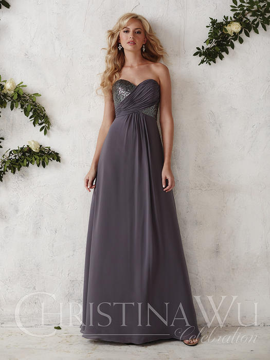 House of Wu - Strapless Chiffon Bridesmaid Gown 22687