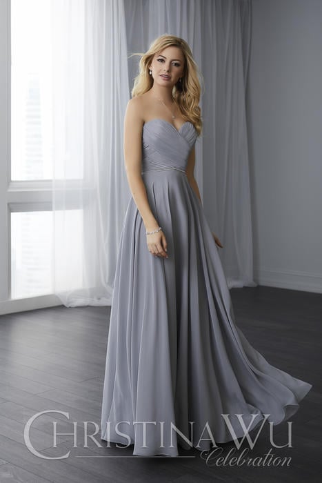 House of Wu - Strapless Sweetheart Chiffon Bridesmaid Gown