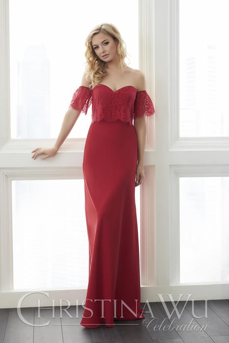 House of Wu - Chiffon Off-Shoulder Bridesmaid Gown 22797