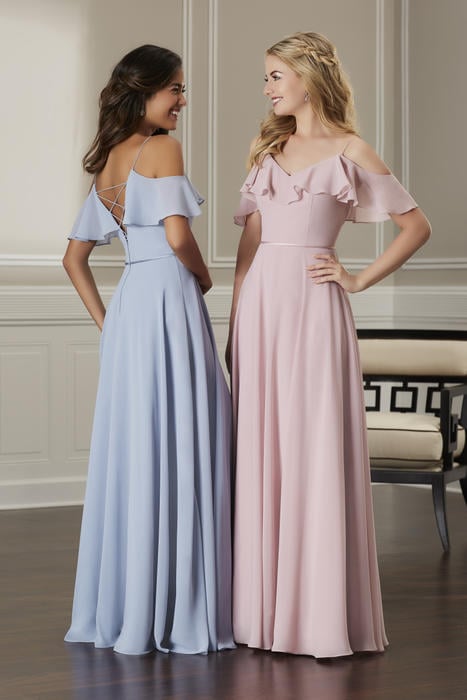 House of Wu - V-Neck Lace Up Back Bridesmaid Gown 22883