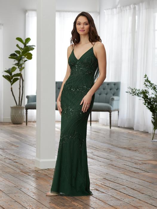 House of Wu - Spaghetti Strap Beaded Cowl Back Gown 40366
