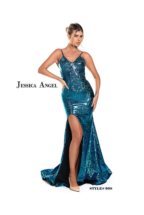 Jessica Angel Collection - Spandex High Slit Gown 908