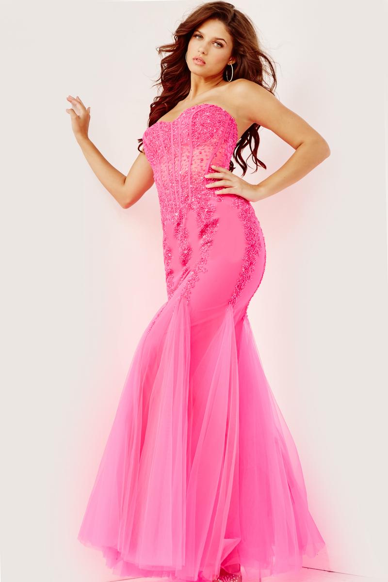 jovani pink mermaid prom dress Blush Pink V Neck Mermaid Gown 48712